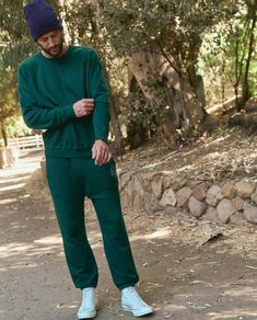 Inspired by vintage athleticwear, The Stadium Sweatpant. is a men’s classic. Made of softly washed cotton, it features an elasticated waist with hidden drawstring, elastic leg cuffs, pockets on the side seam, and a patch pocket in back. Our knits are crafted here in Los Angeles, ensuring authenticity and uniqueness - making no two pieces alike. 100% Cotton Machine Wash Cold, Tumble Dry Low Made in the U.S.A. Relaxed Fit Tracksuit With Elastic Waistband For Leisure, Green Cotton Sweatpants With Ribbed Waistband, Green Athleisure Pants With Ribbed Cuffs, Relaxed Fit Tracksuit With Elastic Waistband For Jogging, Green Pants With Ribbed Cuffs For Streetwear, Green Relaxed Fit Pants For Sports, Sporty Relaxed Fit Tracksuit With Elastic Cuffs, Sporty Tracksuit With Relaxed Fit And Elastic Cuffs, Sporty Tracksuit With Elastic Cuffs And Relaxed Fit