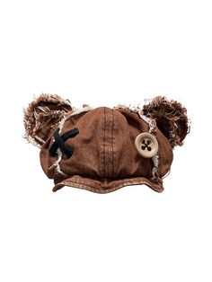 Bear Doll Casquette Hat - CFIERCE – ARCANA ARCHIVE Side Face Hat, Cheap Cute Unisex Hats, Cheap Kawaii One Size Fits Most Hats, Cheap Cute Hats, Cheap Cat Design Hats One Size Fits Most, Cute Cheap Hats With Ears, Affordable Themed Beanie Hat, Wolf Cut Hat, Carps Hat