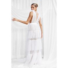 Zendaya Dress - White | Lexi | Wolf & Badger Layered Tiered Evening Maxi Dress, Elegant Layered Maxi Dress For Evening, Tiered Tulle Gown For Gala, Tiered Tulle Dress For Gala, Layered Fitted Maxi Dress For Party, Lace Ruffle Dress For Gala, Ruffled Lace Dresses For Gala, Ruffled Tiered Skirt Dress For Gala, Tiered Skirt Ruffle Dress For Wedding