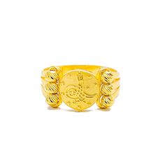 This exquisite 22k gold ring, weighing 3.8 grams, features a rich and vibrant Turkish design that exudes elegance and sophistication. The yellow gold finish enhances its radiant appeal, making it perfect for any occasion. The ring is available in size 8, with sizing options available to ensure a perfect fit. Ideal for those who appreciate high-quality craftsmanship and timeless beauty, this vibrant Turkish gold ring is a cherished addition to any jewelry collection. Product Details Gold Purity(k Traditional Yellow Gold Signet Ring For Ceremonial Occasion, Traditional Yellow Gold Signet Ring For Ceremonial Use, Traditional Yellow Gold Ceremonial Signet Ring, Hallmarked Gold Plated Dome Ring, Hallmarked Gold-plated Dome Ring, Traditional 14k Yellow Gold Engraved Ring, Gold Open Ring For Ceremonial Occasions, Traditional Engraved 14k Gold Ring, Ceremonial Gold Open Ring