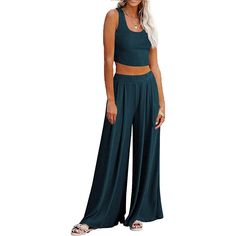 Elevate your fashion game with our Crop Top Long Sleeve Palazzo Pants Set. This stylish ensemble combines comfort and chic, making it a versatile addition to your wardrobe. Whether you're dressing up for a special occasion or looking for a stylish yet comfortable outfit for a casual day out, this set has you covered. The long sleeves provide added versatility, making it suitable for different seasons and settings. Specification: Unshrinkable, wrinkle-resistant fabric, always maintains its shape Chic Solid Color Sets With Long Pants, Chic Sets With Solid Color Long Pants, Chic Solid High-waisted Pants Set, Chic Solid Color Wide-leg Pants Sets, Chic Wide-leg Pants Sets In Solid Color, Chic Non-stretch Wide Leg Sets, Chic Solid Color Wide Leg Sets, Chic Wide Leg Solid Color Sets, Chic Wide Leg Set With Elastic Waistband