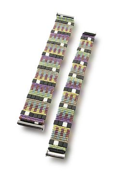 Bauhaus Woven Cuffs by Sheila Fernekes (Beaded Bracelets) | Artful Home Miyuki Beads Pattern Bracelet, Miyuki Beads Pattern, Aa Jewelry, Pattern Bracelet, Beads Pattern, Bauhaus Design, Artful Home, Miyuki Beads, Bead Designs