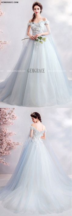 Blue Spring Ball Gown For Debutante Ball, Spring Blue Ball Gown For Debutante Ball, Blue Ball Gown For Debutante Ball In Spring, Spring Ball Gown With Sweep Train, Light Blue Dress For Debutante Ball In Spring, Light Blue Dresses For Spring Debutante Ball, Light Blue Fitted Bodice Gown For Spring, Spring Banquet Gown With Sweep Train, Prom Dresses Poofy