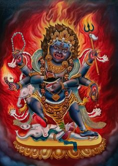 an image of the hindu god sitting on fire