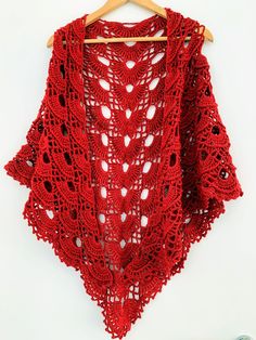 A beautiful all-season shawl made with fine yarn Red Shawl, Fine Yarn, Shawls And Wraps, The Netherlands, Netherlands, Scarf Accessory, Shawl, Yarn, Ships