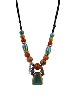 PRICES MAY VARY. Beautiful long boho necklace features a unique combination of ceramic beads in various shapes, sizes and colors Easy to wear on an 31.5 inch adjustable faux leather cord without clasp, just put over the head and you're ready to go Give this stunning piece of bohemian jewelry as a great Valentine's Day, Christmas, birthday, or anniversary gift A nice addition to any jewelry collection that surely makes you stand out from the crowd in style If there is any problem with your purcha Boho Necklace Diy, Bohemian Jewelry Gift, Leather Cord Jewelry, Long Boho Necklace, Cord Necklaces, Boho Jewellery Necklaces, Boho Beads, Long Necklace Boho, Leather Cord Necklace