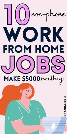 a woman is working from home jobs to make $ 500 per month on her phone