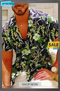 Men's Shirt Button Up Shirt Summer Shirt Casual Shirt Beach Shirt Navy Blue Blue Green Short Sleeves Graphic Flower / Plants Turndown Street Vacation Button-down Clothing Apparel Stylish Casual Printed V-neck Hawaiian Shirt For Summer, Summer V-neck Hawaiian Shirt, Green Hawaiian Button-up Shirt, Casual V-neck Hawaiian Shirt For Spring, Spring V-neck Hawaiian Shirt, Green Shirt With Casual Collar For Summer, Casual Collar Camp Shirt With Buttons For Vacation, Green Casual Collar Shirt For Summer, Vacation Camp Shirt With Casual Collar