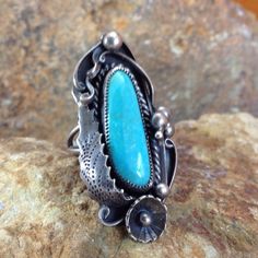 Turquoise Ring - Silver - Size 7 - Estate Jewelry Modern Cowgirl, Black Arrow, Southwest Jewelry, Cowgirl Chic, Turquoise Ring Silver, Native American Turquoise, Cowgirl Western, Southwestern Style, Coral Turquoise