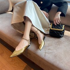 As low as $49.00 Trendy Gold Low Heel Shoes, Trendy Gold Low Heel Heels, Trendy Gold Low Heel, Trendy Gold Low Heels, Gold Flat Heel Heels For Fall, Casual Gold Low Heel Shoes, Trendy Gold Heels For Fall, Casual Gold Ankle Strap Heels, Patent Leather