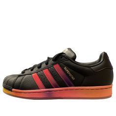 Adidas Superstar Supercolor, Adidas Superstar Black, Adidas Super, Low Top Sneakers, Trainers Fashion, Adidas Originals Superstar, Black Gums, Red Sneakers, Adidas Superstar Sneaker