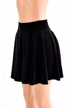 19" Long Black Stretch Velvet Skater Skirt Full Circle Stretchy Plush -154516 Black Stretch A-line Mini Skirt, Black Velvet Bottoms For Night Out, Black A-line Mini Skirt For Night Out, Fitted A-line Black Mini Skirt, Black A-line Mini Skirt For Fall, Fitted Velvet Mini Skirt, Velvet Skater Skirt, Stretch Velvet, Full Circle