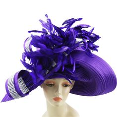 Church Hat 8839 Cogic Hats First Ladies, Chic Mini Hat With Structured Crown For Church, Chic Hats For Kentucky Derby And Church, Chic Party Top Hat With Flat Brim, Chic Flat Brim Top Hat For Party, Chic Purple Wedding Hat, Adjustable Wide Brim Costume Hats For Events, Elegant Purple Costume Hats And Headpieces For Party, Elegant Flat Brim Costume Hat For Party