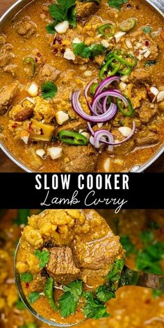 slow cooker lamb curry with onions and carrots