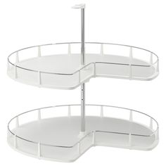 three tiered white tray with metal handles