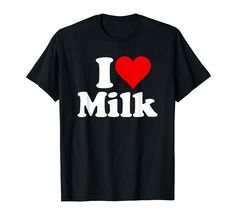 PRICES MAY VARY. Express your love and affection of milk. White text. Lightweight, Classic fit, Double-needle sleeve and bottom hem I Love Heart, Branded T Shirts, Milk, Top Styles, Boho Fashion, Fashion Branding, Print Patterns, Collar Styles, T Shirt