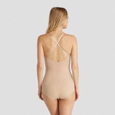 Assets by Spanx Women's Shaping Micro Low Back Cupped Bodysuit Shapewear - Neutral M, Beige Stretch Backless Bodysuit With Built-in Bra, Stretch Nylon Bodysuit With Built-in Bra, Backless Nylon Leotard With Built-in Bra, Second-skin Shapewear Leotard With Built-in Bra, Sculpting Backless Swimwear With Built-in Bra, Shapewear Leotard With Built-in Bra, Shaping Backless Bodysuit With Built-in Bra, Backless Elastane Bodysuit With Smoothing Details, Fitted Backless Leotard With Built-in Bra