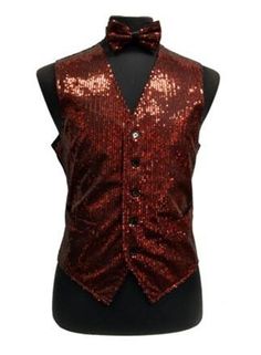 Men's Red Sequined Vest with Bow Tie-Men's Vests-ABC Fashion Mens Black Vest, Vesuvio Napoli, Vest And Bow Tie, Wedding Vest, Modern Fit Suit, Sequin Vest, Military Ball Dresses, Vest Set, Coordinating Outfits