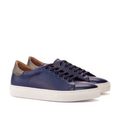 Ambrogio Bespoke Custom Men's Shoes Black, Gray & Navy Calf-Skin Leather Sneakers (AMB1918)-AmbrogioShoes Designed Shoes, Custom Design Shoes, Mens Shoes Black, Hot Style, Casual Trainers, Casual Styles, Leather Trainers, Trainer Sneakers, Handmade Shoes