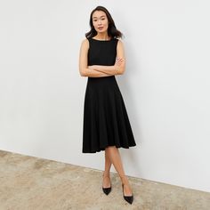 $365 Black Aline Dress, Marilyn Dress, Sky Blue Dress, Dark Blue Dress, Boat Neck Dress, Aline Skirt, Black Outfits, Work Dresses, Aline Dress