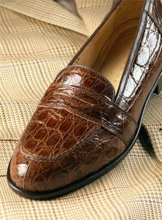 The Crocodile Loafer in Cognac - The Ben Silver Collection Elegant Moc Toe Dress Shoes With Crocodile Pattern, Elegant Brown Crocodile Pattern Oxfords, Classic Crocodile Pattern Dress Shoes For Semi-formal, Classic Brown Oxfords With Crocodile Pattern, Brown Crocodile Pattern Loafers For Semi-formal Occasions, Elegant Leather Moc Toe Shoes With Crocodile Pattern, Brown Crocodile Pattern Wingtip Loafers, Classic Wingtip Oxfords With Crocodile Pattern, Classic Leather Shoes With Crocodile Pattern