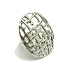 Sterling silver ring - R001649. Stamped 925. Approximate weight 10.6 grams. Front dimensions 3.7x2.9cm (1.48x1.16 inches). Adjustable size! All our jewels are made from solid sterling silver 925/1000 and are carefully crafted by hand in our family workshop. We dispatch your orders in 5 working days, worldwide and the postage is $5. We ship registered priority mail. Please allow 5-7 working days for delivery in Europe and 10-15 working days outside Europe. For any questions - please do not hesita Silver Metal Rings With Polished Finish, Silver Rings With Polished Finish, Hallmarked Silver Metal Rings, Nickel-free Oval Silver Rings, Modernist Engraved Silver Jewelry, Silver Metal Round Rings, Nickel-free Oval Metal Rings, Silver Metal Ring For Formal Occasions, Modernist Silver Jewelry Gift