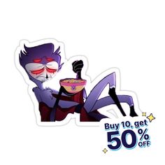 an image of a sticker with the text buy 10 get 50 % off on it