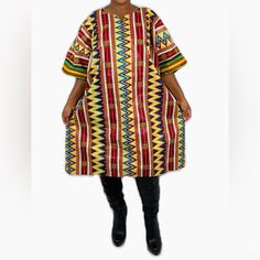 New Without Tags Handmade African Print Ankara Tribal Multicolor Cotton Midi Kaftan Oversized Shirt Dress 100% Cotton One Size Fits Most Pit To Pit 32” Length 40” Long Multicolor Dresses With Traditional Patterns, Multicolor Long Dresses With Traditional Patterns, Festival Batik Print Short Sleeve Dress, Traditional Multicolor Tunic With Kimono Sleeves, Traditional Multicolor Short Sleeve Tunic, Festival Dresses With Batik Print And Short Sleeves, Traditional Multicolor Free Size Dresses, Long Multicolor Festival Tunic, Multicolor Long Festival Tunic