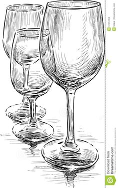 three wine glasses on a white background stock photo - image 349874