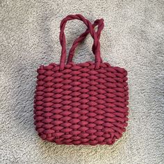 Small Braided Shoulder Bag. Cotton And Synthetic Materials. Detachable Straps. As Brand New. Check Video Casual Burgundy Rectangular Shoulder Bag, Casual Burgundy Shoulder Bag For Everyday Use, Casual Burgundy Shoulder Bag For Everyday, Casual Everyday Burgundy Shoulder Bag, Trendy Red Bag For Day Out, Red Knitted Bags For Everyday Use, Red Knitted Bag For Everyday Use, Chic Red Crochet Bag For Everyday Use, Red Woven Chic Bags