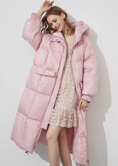 Stay warm and cozy in style this winter with this thick, hooded, pink women's puffer jacket. Fluff yourself up and stay fabulously fashionable - no matter how cold it gets! Fixed hood Lined, with 90% 600-fill-power down, 10% feather fill Polyester Front zip closure with snap storm flap Elastic cuffs Women's winter coat Machine wash, tumble dry Item #310241 Size info XS=US2=UK6=EU32 S=US4-6=UK8-10=EU34-36 M=US8-10=UK12-14=EU38-40 L=US12=UK16=EU42 ★★ It would be helpful if you provided your height Trendy Hooded Jacket For Winter, Trendy Hooded Jacket For Cold Winter Weather, Winter Oversized Duck Down Outerwear, Cold Weather Winter Puffer Jacket, Winter Down Puffer Outerwear, Duck Down Puffer Parka For Fall, Pink Down Puffer Jacket With Detachable Hood, Puffy Duck Down Outerwear For Fall, Winter Hooded Puffer Parka