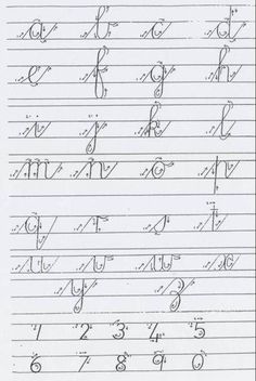 handwriting alphabets with numbers and letters on them, all lined up in the same row