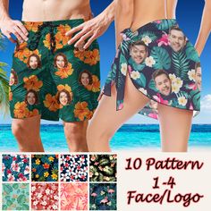 🕶 Ready to start a fun beach party? Want to attract everyone's attention at the party? A beach pants or sarong with face printed on it is a great idea! We have a lot of experience in customization, all you need to just send us a photo of what needs to be customized and we will give you a unique pair of beach pants/sarongs customized for you. 🎁This can be a fun bachelorette party, Valentine's Day, Father's Day, Mother's Day, Wedding, Birthday, Anniversary or other meaningful day gift. This gift Fun Beach Shorts For Beach Season, Fun Beach Shorts, Fun Green Beach Shorts, Hawaiian Swim Trunks For Beach Party Vacation, Hawaiian Printed Bottoms For Beach Season, Hawaiian Printed Beach Bottoms, Fun Summer Beach Party Bottoms, Printed Swim Trunks For Vacation, Fun Bachelorette Party