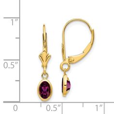 14k Yellow Gold 6x4 Oval Bezel June/rhodolite Leverback Earrings Lever Back Drop Dangle Birthstone June Fine Jewelry Gifts For Women For Her Earrings IceCarats.com Designer Jewelry Gift USA May Emerald, Garnet Drop Earrings, Emerald Earrings Drop, Bezel Set Earrings, Sapphire Birthstone, Emerald Birthstone, September Birthstone Jewelry, June Birthstone Jewelry, Birthstone Earrings