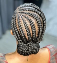 Low Bun Braided Updo Cornrow Hairstyle, Black Hair Bun, Hairstyle Updo, Hairstyle Ideas Easy, Black Hair Updo Hairstyles, Hairstyles Design