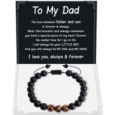 PRICES MAY VARY. BRITHDAY GIFTS FOR DAD FROM SON: When father views this bracelet, his eyes will be filled with love and cheers, making it a fantastic birthday present option! Available as Father's Day gifts, thank you gifts for father, birthday gifts for dad, Christmas gift suggestions, and more. Make sure your dad knows how much you love him. BEST DAD GIFT IDEAS FOR FATHER: The dad bracelet card gift is filled with warm words, expressing son appreciation and love for father. Great gift ideas f Retirement Gifts For Dad, Dad Bracelet, Gifts For Elderly, Bracelet Card, Uncle Grandpa, Step Dad Gifts, Father Birthday, Stone Bracelets, Gift Suggestions