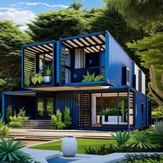 an artist's rendering of a house made out of shipping containers