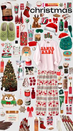 christmas items are arranged in the shape of a collage