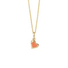 An Aiden Jae Mini Reversible Heart Charm Necklace on a white background. Heart Charm Necklace, Dress Idea, Orange Coral, Perfectly Imperfect, Gold Texture, Cable Chain, Pink Orange, Heart Shape, Heart Charm