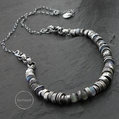 Necklace is made of oxidized silver 925 and labradorite The details diameter is up to 0.31 (8 mm) Labradorite approx 0,23 (6mm) Circuit optional : 16- 23 inches + extra 1.57 (40.6cm - 50,8cm + extra 4cm adjustment) Theres also an option to buy a bracelet and earrings to the set (visible in the Oxidized Silver Bracelet, Delicate Silver Necklace, Chrysoprase Necklace, Oxidized Silver Necklace, Silver Necklace Set, Unisex Necklace, Labradorite Necklaces, Amber Necklace, Mens Silver Rings