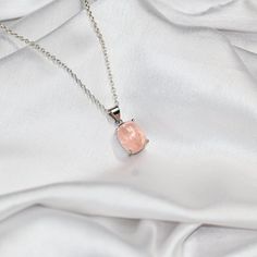 Natural Rose Quartz Cabochon Women's Pendant/Caliber Size Silver Chain/Pendant For Women/Gift For Wife/Pink Stone Necklace/gift For Love/ Step into a realm of timeless elegance with the Rosy Radiance: Exquisite Rose Quartz Cabochon Stone Caliber Size Pendant, a stunning adornment that embodies grace and feminine beauty. This pendant features a captivating rose Quartz cabochon stone, meticulously crafted to exude a delicate rosy hue that evokes feelings of romance and sophistication. The rose Quartz cabochon stone, with its smooth, polished surface and subtle blush tones, serves as a timeless emblem of femininity and charm. Its gentle curves and elegant silhouette capture the essence of grace and refinement, making it a perfect accessory for any occasion. Crafted with precision and care, th Pink Gold Jewelry With Clavicle Chain For Gift, Pink Clavicle Chain Charm Necklace For Gift, Pink Charm Necklace With Clavicle Chain As Gift, Pink Clavicle Chain Jewelry For Mother's Day, Pink Gemstone Pendant Jewelry, Pink Pendant Jewelry With Clavicle Chain, Pink Birthstone Jewelry Gift, Personalized Pink Sterling Silver Jewelry, Valentine's Day Pink Sterling Silver Charm Necklace