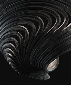 an abstract black and white photo with wavy lines in the shape of a spiral on a black background