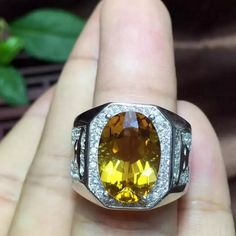 Oval Crystal Anniversary Ring, Citrine Gemstone Signet Ring For Anniversary, Mens White Gold Rings, Real Diamond Rings, Sterling Silver Mens Rings, Yellow Gemstones, Big Rings, Luxury Rings, Gem Ring