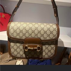 Gucci Gg Supreme Monogram Horsebit 1955 Shoulder Bag Beige Brown Sugar New And Comes With Dust Bags Gucci, Gucci Bags, Beige Brown, Gucci Bag, Brown Sugar, Bag Lady, Monogram, Gucci, Shoulder Bag