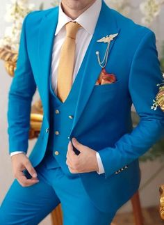 Elegant Suits Men, Royal Blue Suit Wedding, Wedding Suits Men Blue, Suit For Men Wedding, Suit Colors, Guy Outfits, Grooms Men