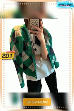 Retro British Style Diamond Plaid V-neck Sweater Cardigan Trendy Green V-neck Sweater For Fall, Trendy Green V-neck Sweater For Winter, British Style, V Neck Sweater, Vneck Sweater, Neck Sweater, Sweater Cardigan, Shop Now, Plaid