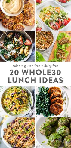 20 whole 30 lunch ideas with text overlay