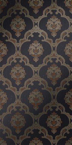 an image of a wallpaper pattern that is very dark brown and gold color scheme