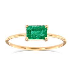 This Minimalist Solitaire Ring Features An O.60-Carat Emerald Shape Colombia Green Emerald Prong Set On A 1.2 Mm Wide Band. The Heavily Natural Inclusions In The Gem Give It A Rustic Look. Center Gemstone Type: Emerald Center Gemstone Carat Weight: 0.60 Ct. Gemstone Color: Green Metal: 14k Yellow Gold **The Ring Can Be Resized Up Or Down Modern Solitaire Emerald Ring, Classic Everyday Emerald Solitaire Ring, Classic Everyday Emerald Ring, Elegant Everyday Emerald Ring, Emerald Ring White Gold, Emerald Solitaire Ring, Emerald Engagement Ring Green, Emerald Stone Rings, Birthday Ring