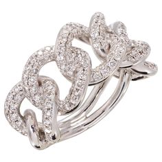 Rosior One-off Solid Link Ring set in White Gold with 154 Round Cut Diamonds (G-VVS) with total weight of 1,59 ct. Unique piece. Stamped by the portuguese assay office as 19.2K gold. Stamped with Rosior hallmark. Loyal to artisanal techniques, Rosior master craftsmen carefully curate each piece, stone by stone, to replicate and realise J.M Rosas’ vision. Pairing providence of production with meticulous attention to detail, every piece is designed and brought to vivid, artistic life in the compan Link Ring, Watchful Eye, Cubic Zirconia Engagement Rings, Jewellery Marketing, Ring Chain, Linking Rings, Diamond Ring Settings, White Gold Diamond Rings, Diamond Rings Bands